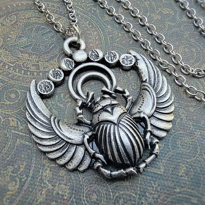 Enchanted Scarab Beetle Necklace, Egyptian Pendant, Gothic Jewelry