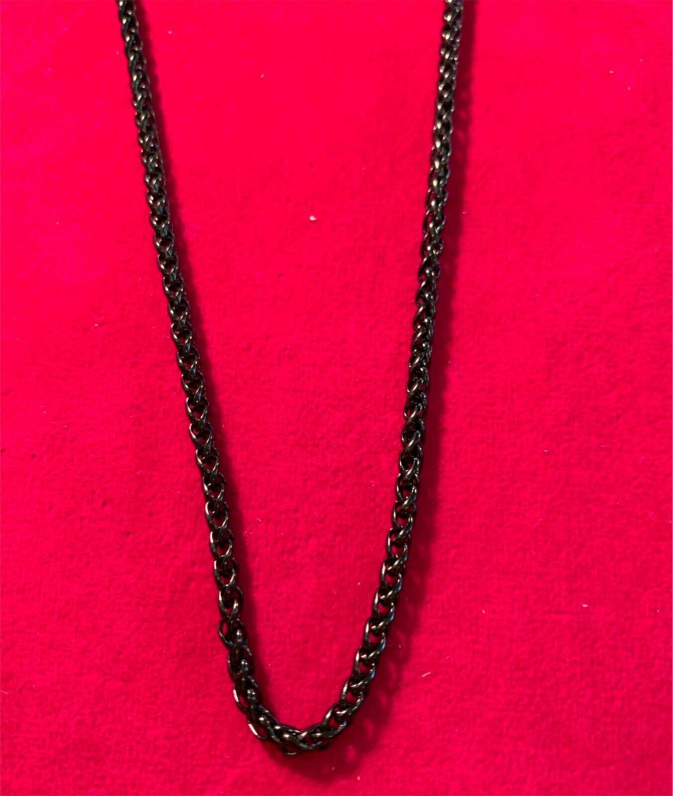 26 inch Unisex ,3mm Stainless Steel Black Plated Braided Wheat Necklace
