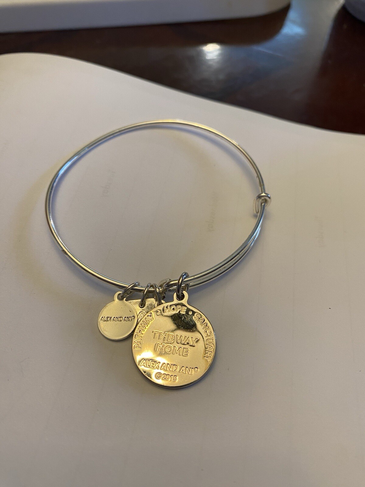 Alex & Ani The Way Home Metal Silver Charm Bangle Bracelet