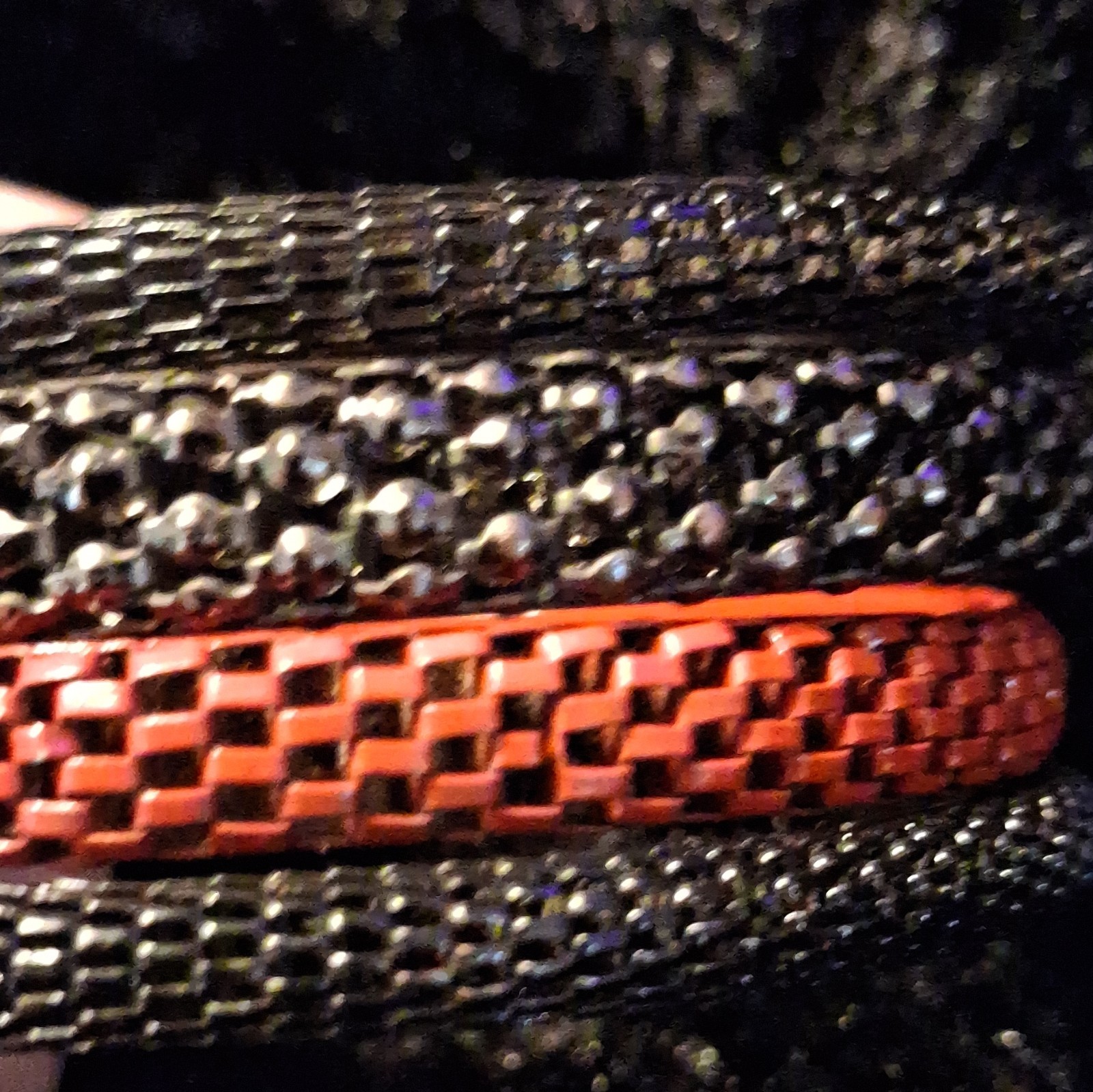Textured Woven Mesh Bangle Bracelet Lot, Black Red Gray, No Stone