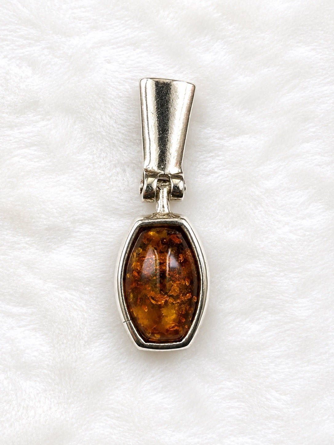 Silver Amber Oval Brown Stone Bezel Dangle Drop Earrings Pierced Back