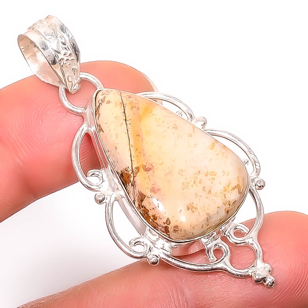 Picture Jasper- Oregon 925 Silver Plated Handmade Pendant 1.95″ P01