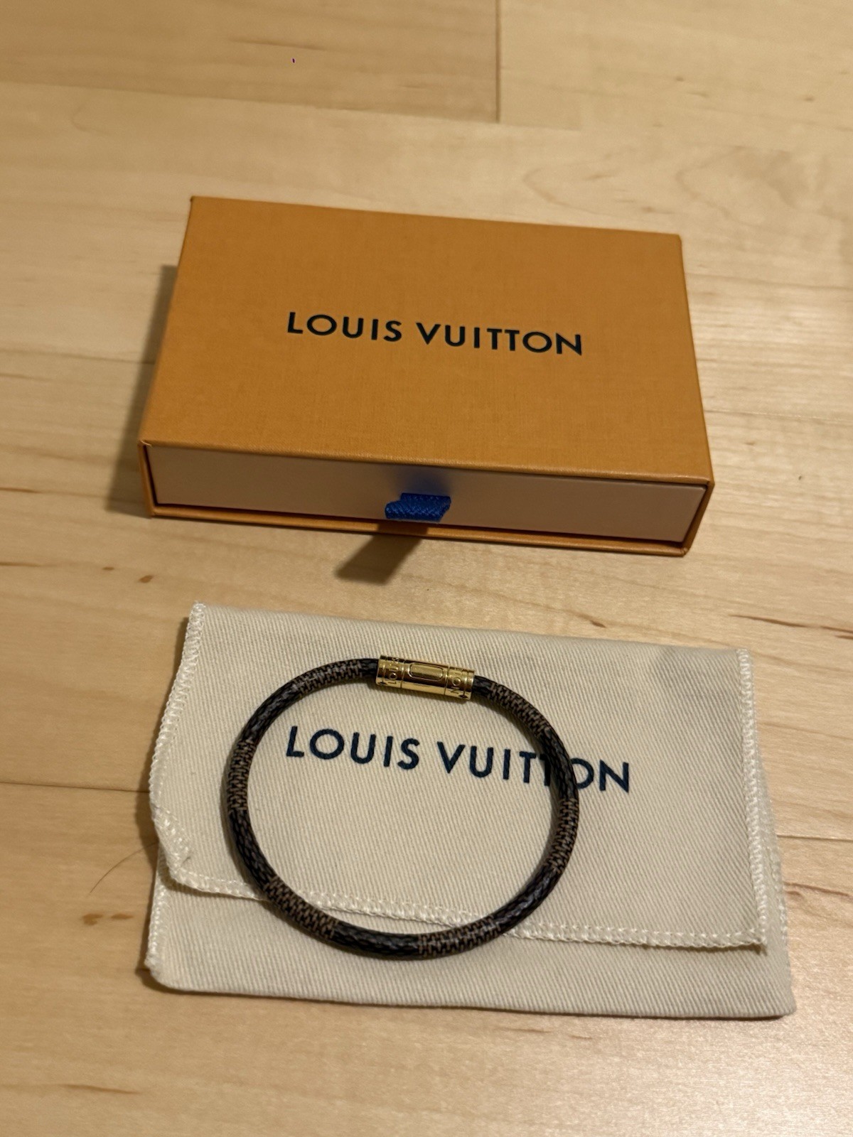 Louis Vuitton Damier Ebene Keep It Bracelet Size 21 Cm Very Good Preowned LV