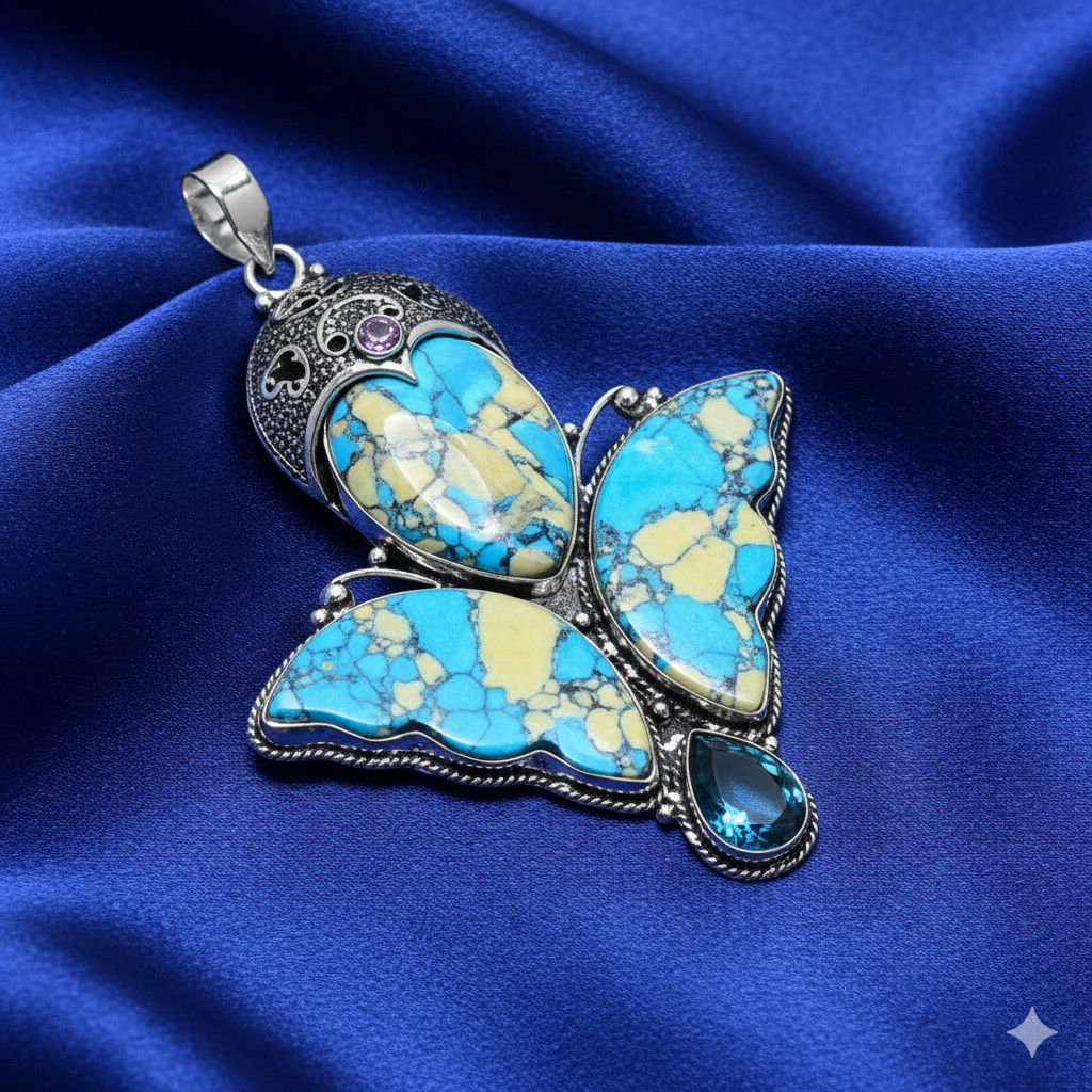 Mosaic Jasper Praying Face Gemstone Jewelry Pendant 3.59″