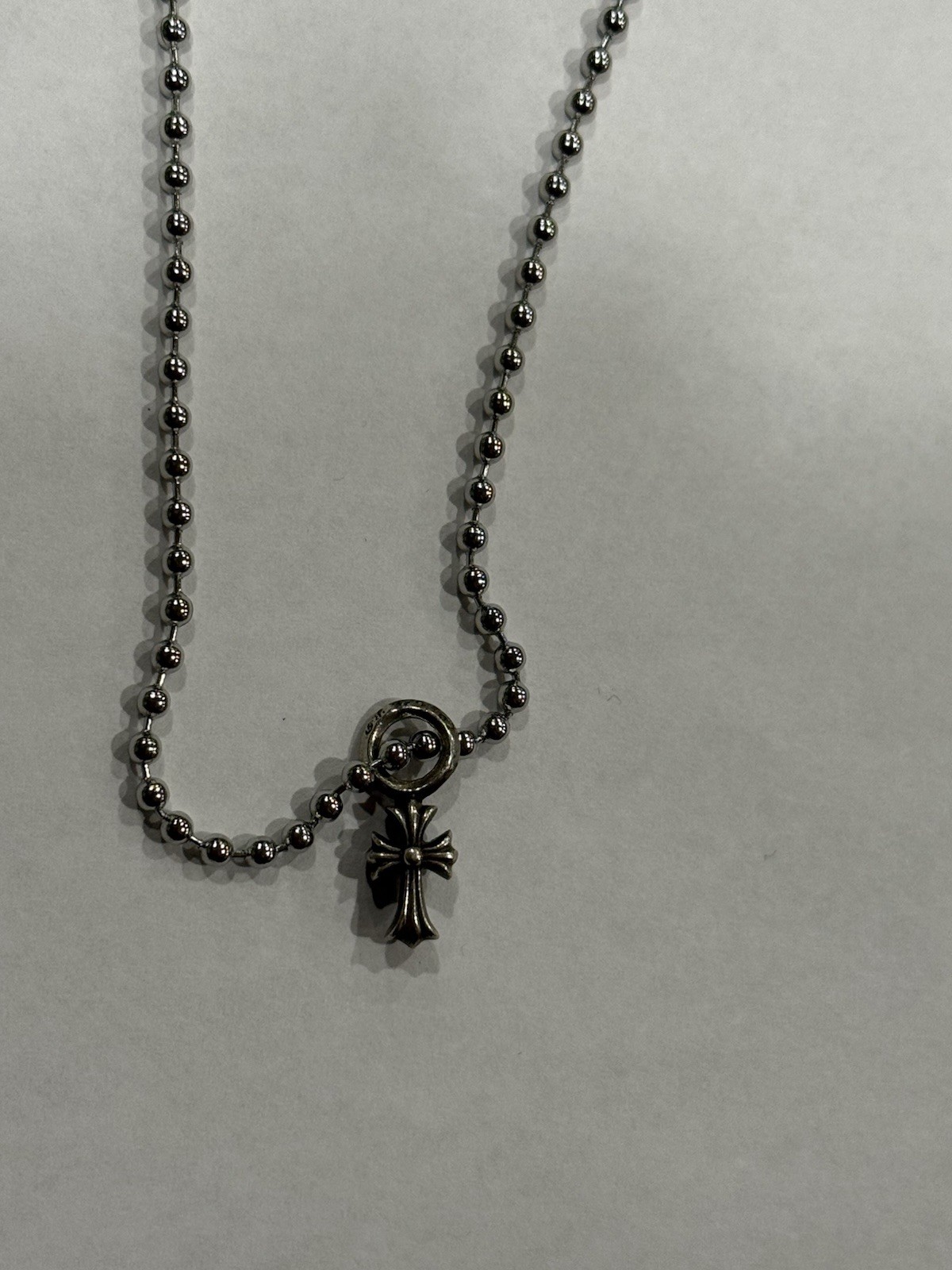 Chrome Hearts Cross Pendant Stack CH Ball Chain Necklace Sterling Silver .925