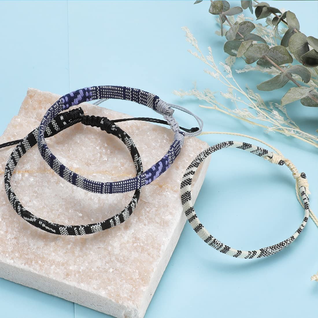 4pcs Beach Bracelet Set for Men and Women, Surfer Men Bracelet, Braided Boho