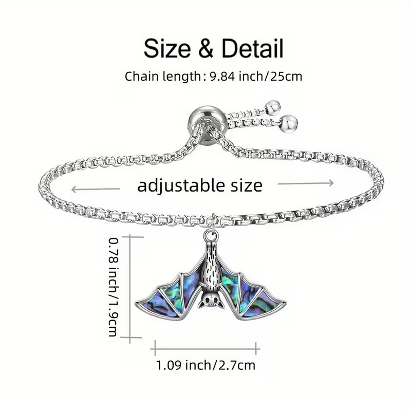 Cute Cartoon Bat Earrings Necklace Bracelet & Keychain Jewelry Set Silver Toned