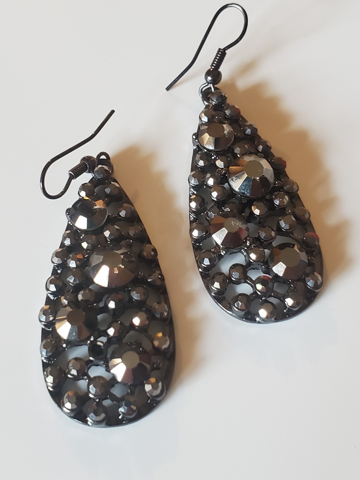 Park Lane Game On Pierced Earrings Fish Hook Hematite Black Swarovski Crystals