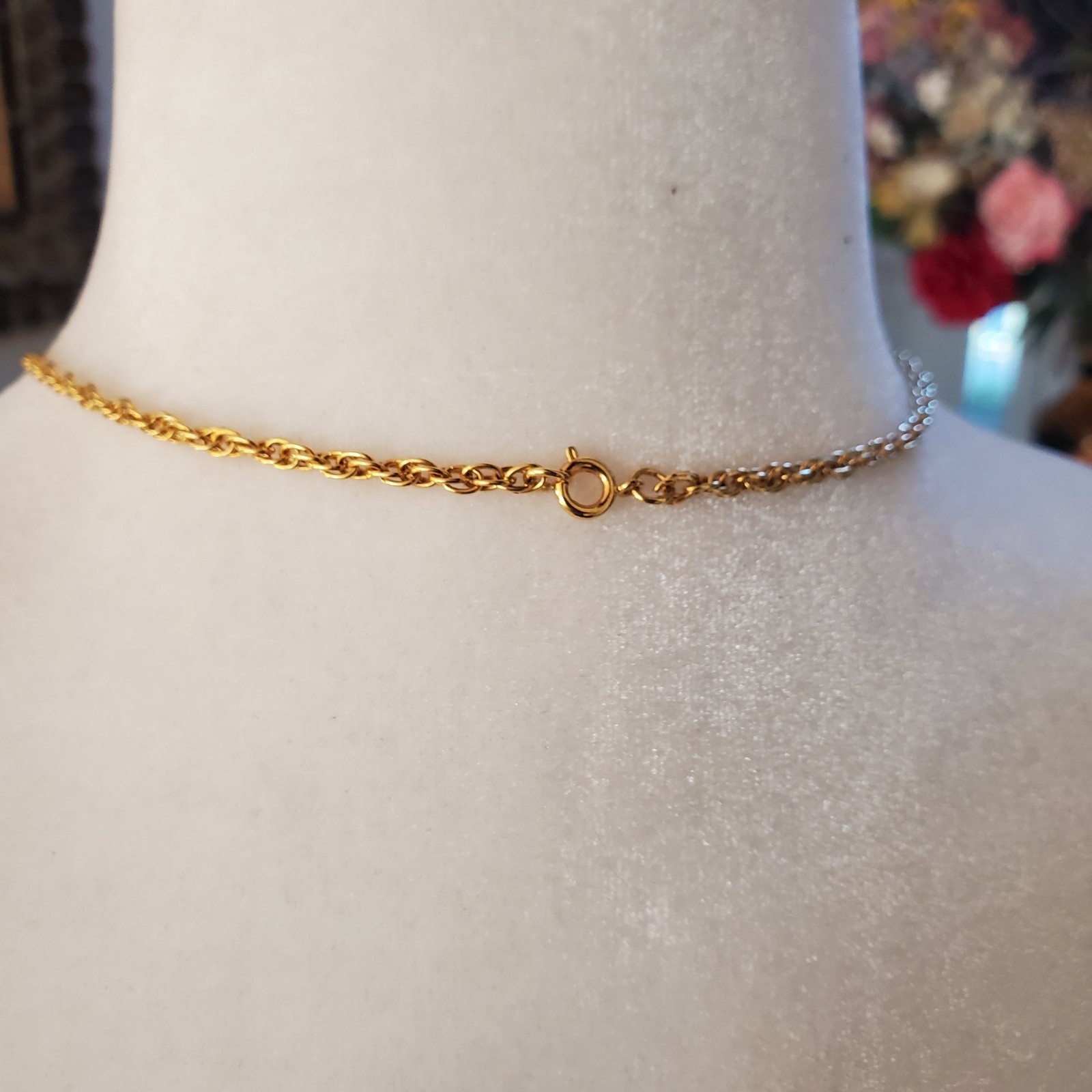 Butterfly Pendant Necklace Goldtone Peachy Orange Signed Thailand 24″