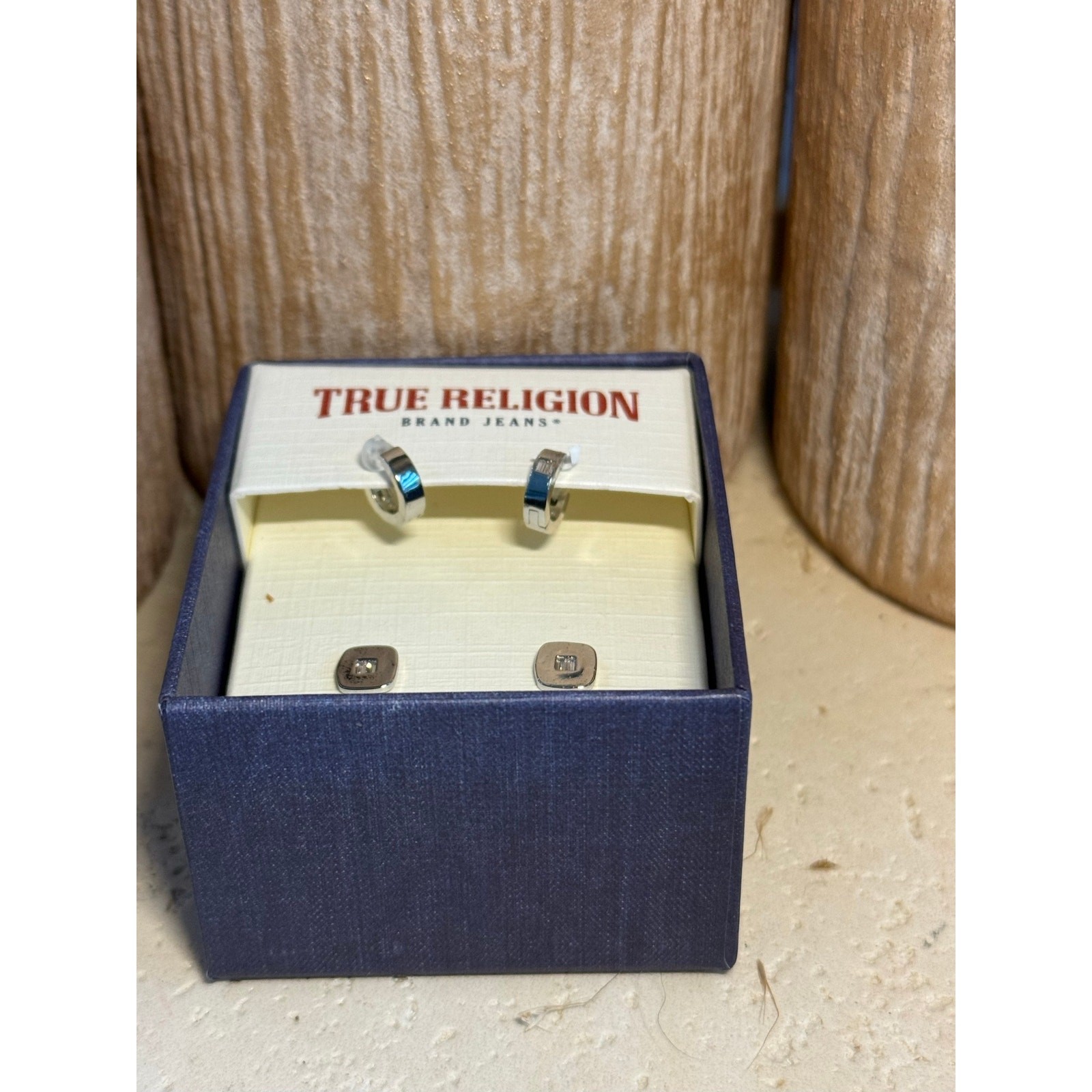 True Religion Silver-Tone Brass 2-Pair Earring Set Hoops & Studs NWT