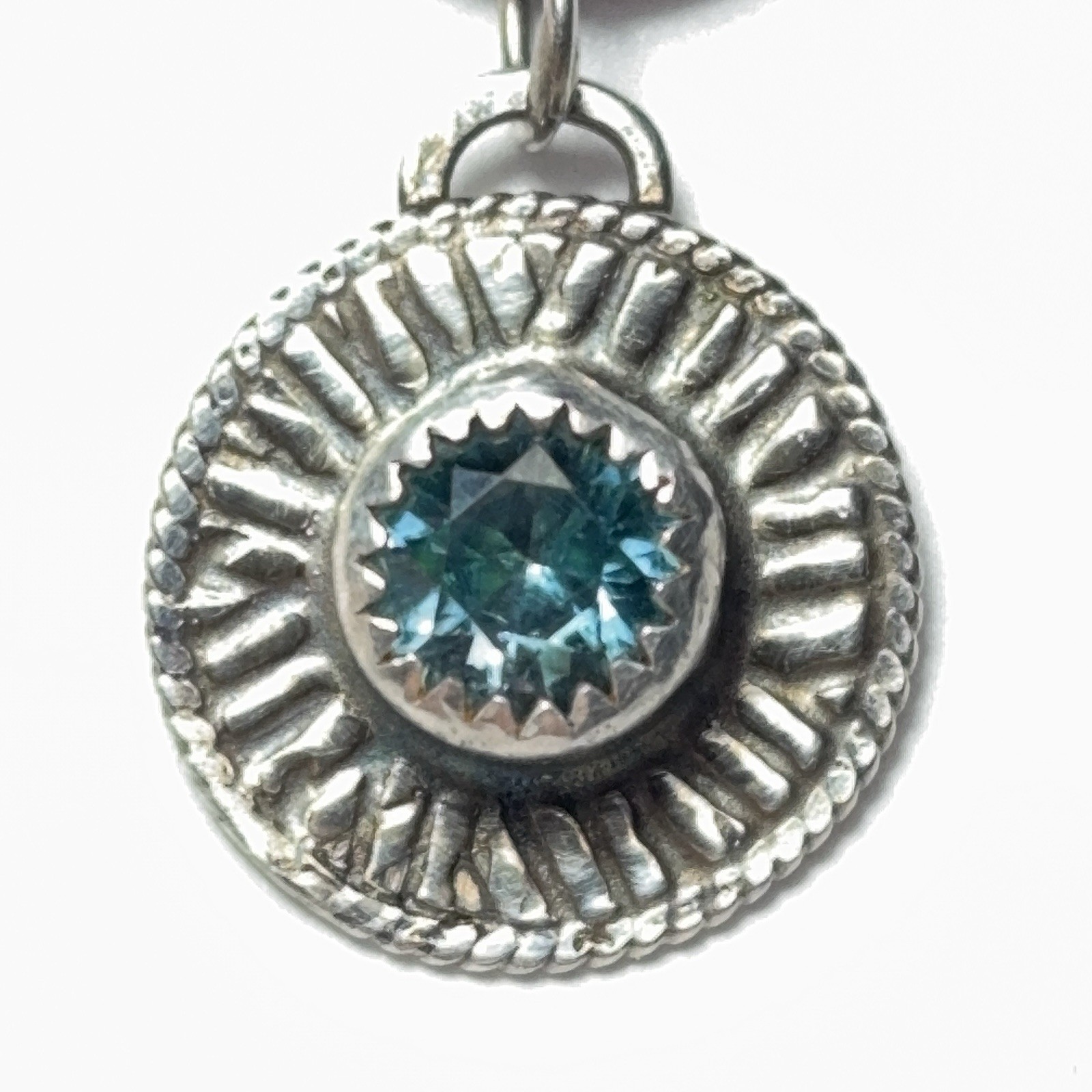 9.7 Ct Tw Sterling Silver Natural 1.3 Ct Natural Blue Zircon Gemstone Pendant