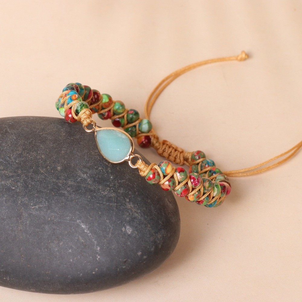 Amazonite Sea Sediment Beaded Handmade Healing Chakra Reiki Women Bracelet Gifts