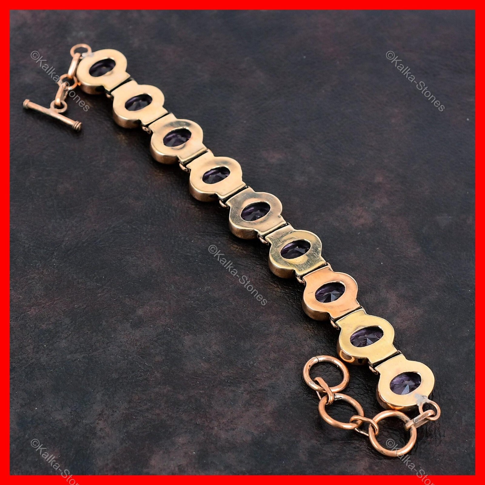 Pink Kunzite Stone Copper Bezel Birthday Anniversary Wedding Bracelet Jewelry