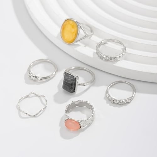 Chunky Rings for Women Adjustable Thick Stackable Rings for Women d : 7pcs s