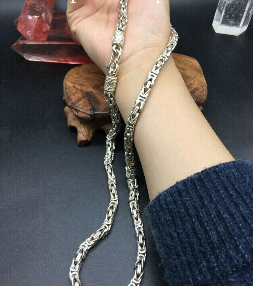 Rare Chinese Miao Tibetan silver handmade necklace Men jewelry gift