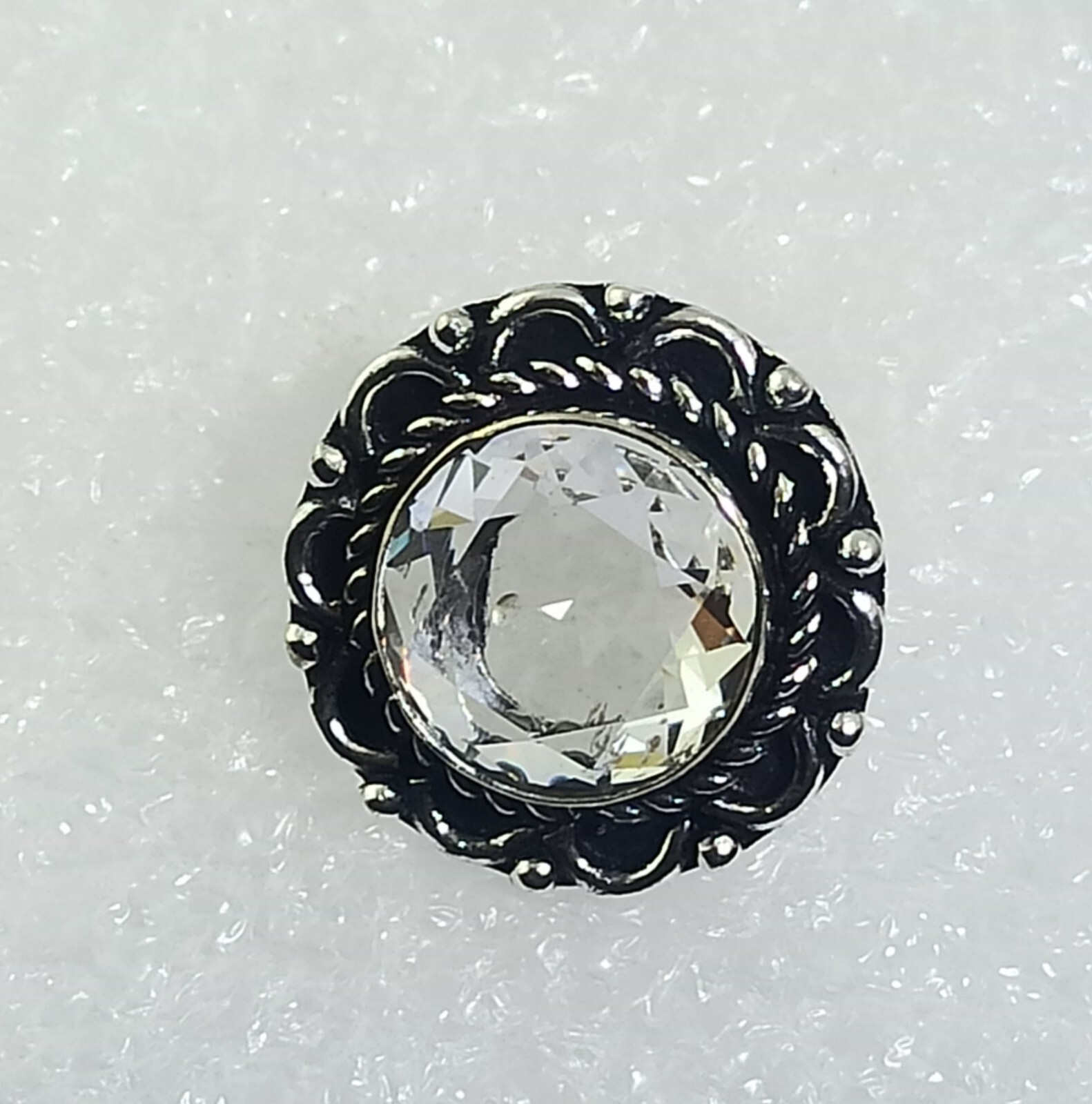 Hydro Crystal Round Shape Gemstone Handmade Ring jewelry Size 5.5 Inches