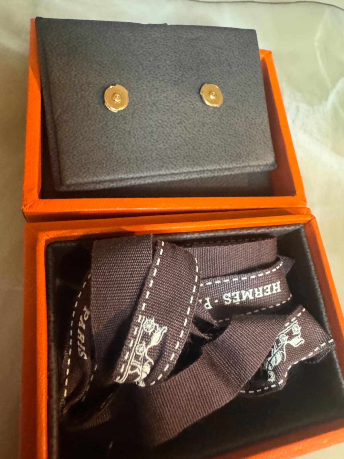 HERMES Farandole Stud Earrings – 18K Rose Gold (AU750) – Great Condition