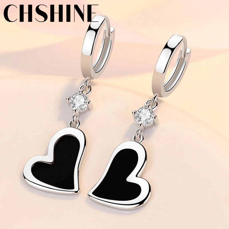CHSHINE 925 Sterling Silver Heart Earrings For Ladies Dinner Fashion Jewelry