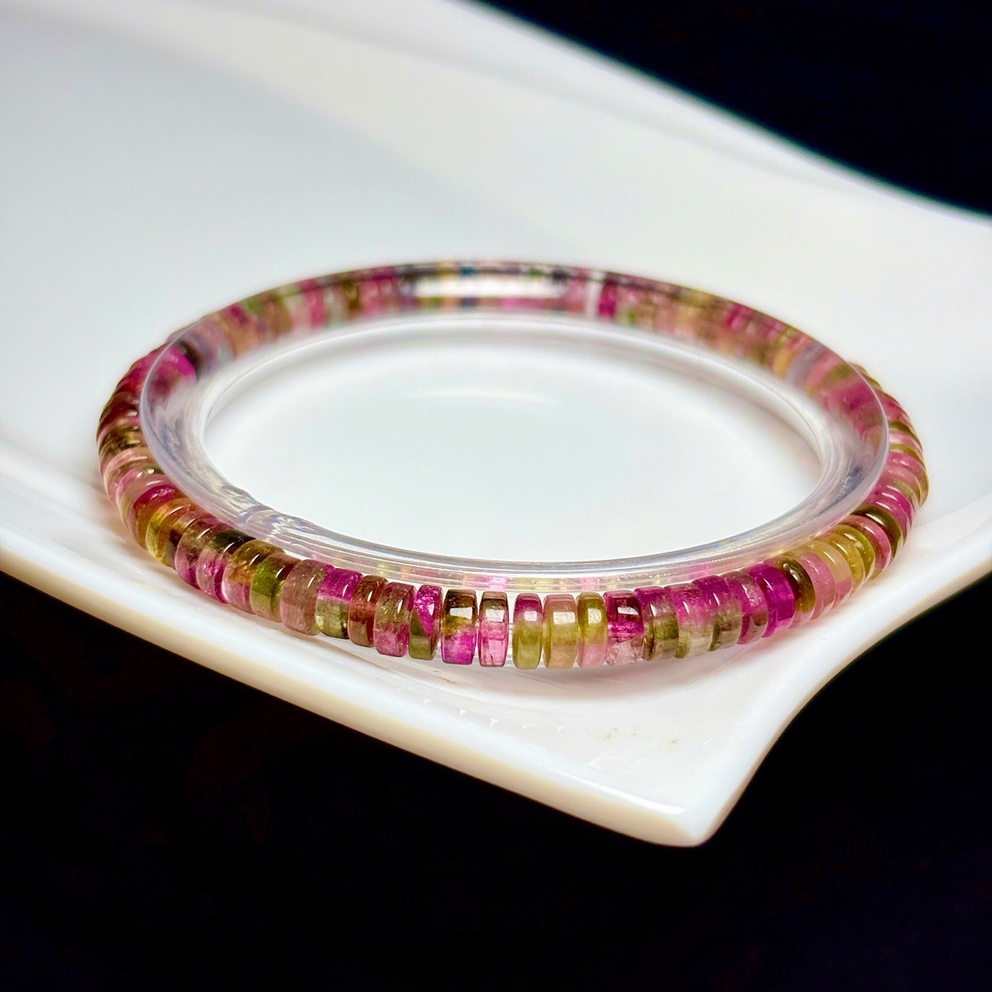 5.5mm Natural Watermelon Tourmaline Crystal Quartz Beads Bracelet