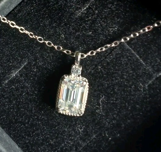 Solid Silver Stamped 925 necklace 18″ 1.0ct. Certified, GRA Certificate Incl.
