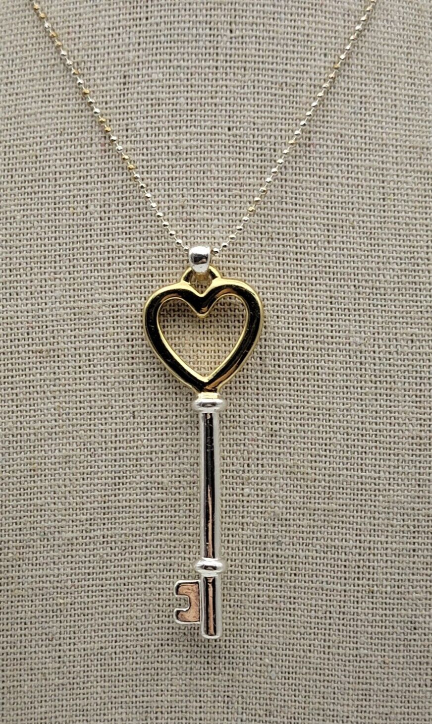 Premier Designs Gold And Silver Tone Key Pendant Necklace 35 in Lobster Clasp