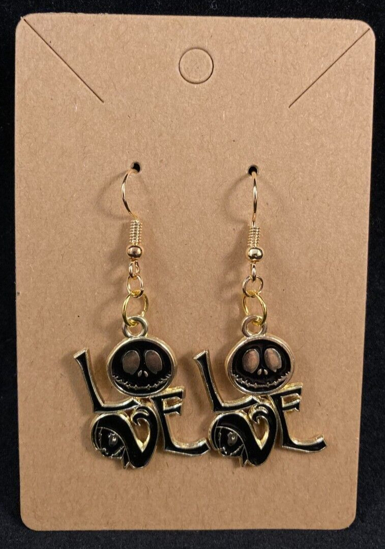 Jack Skellington Love – Black & Gold – Dangle – Halloween – Handmade – NBC