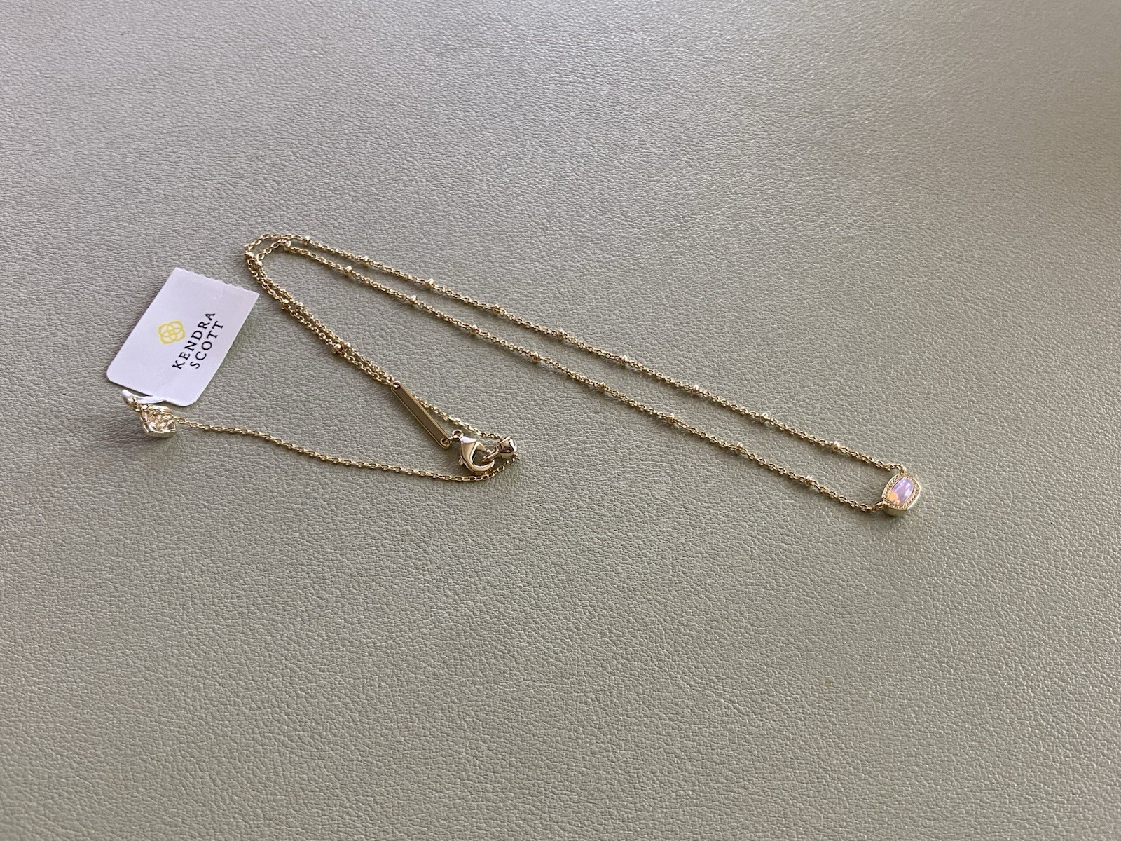 Kendra Scott Mini Elisa Gold Chain Pink Opalite Necklace 16.0 “