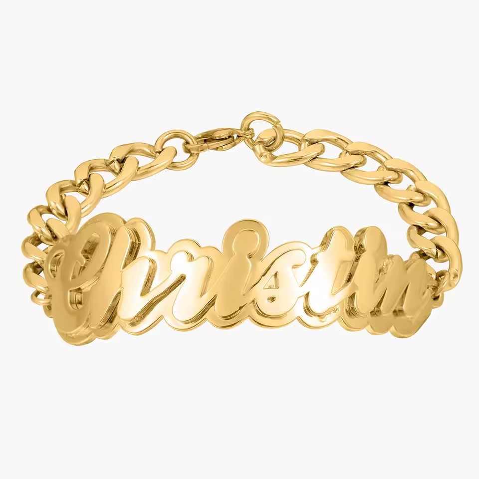 Customized Two Color Name Bracelet Double Plated Jewelry 5mm Cuban Chain Fashion