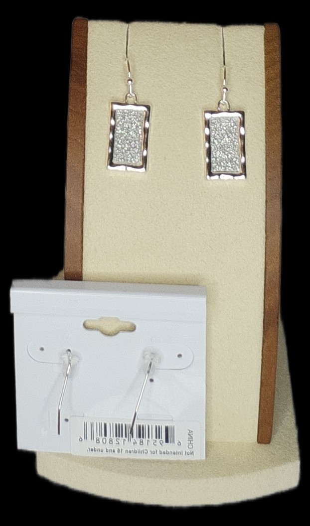 Main Street Earrings Silver Retangular Sensitive Ears #108