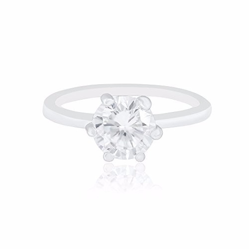 Orrous 18k White Gold Plated Zirconia Round Solitaire Engagement Ring 2.35 carat