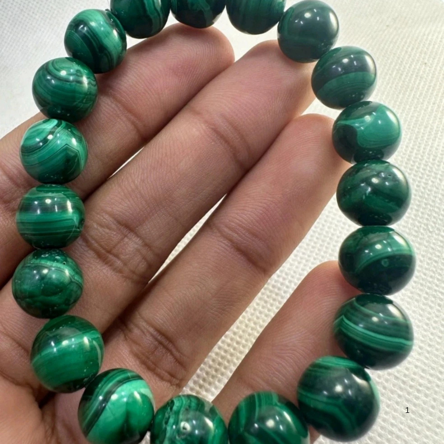 Natural Green Malachite Bracelet 10mm Round Beads Handmade Gemstone Jewelry