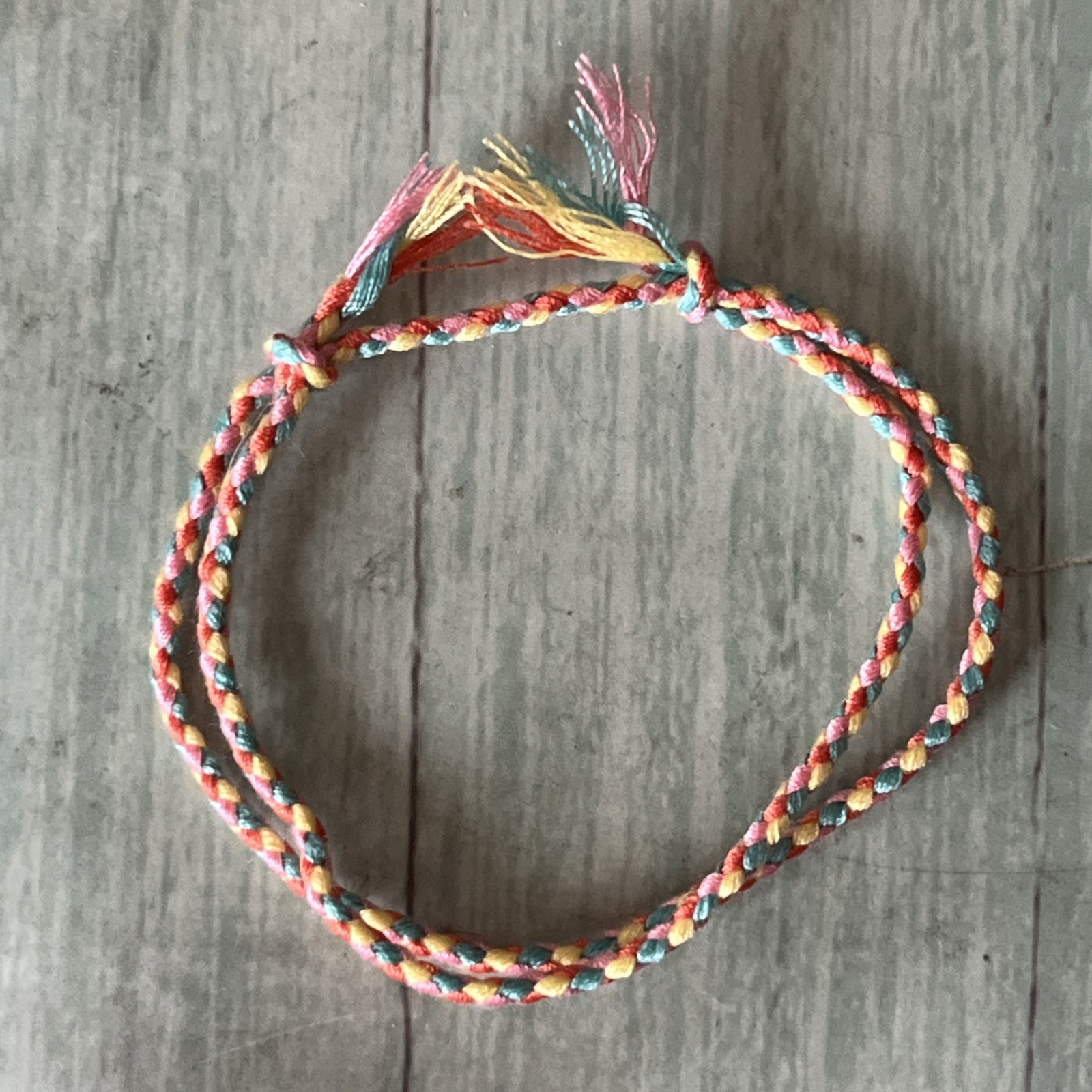 NEW BOHO BRAIDED THREAD FRIENDSHIP BRACELET ADJUSTABLE PINK TEAL ORANGE YELLOW