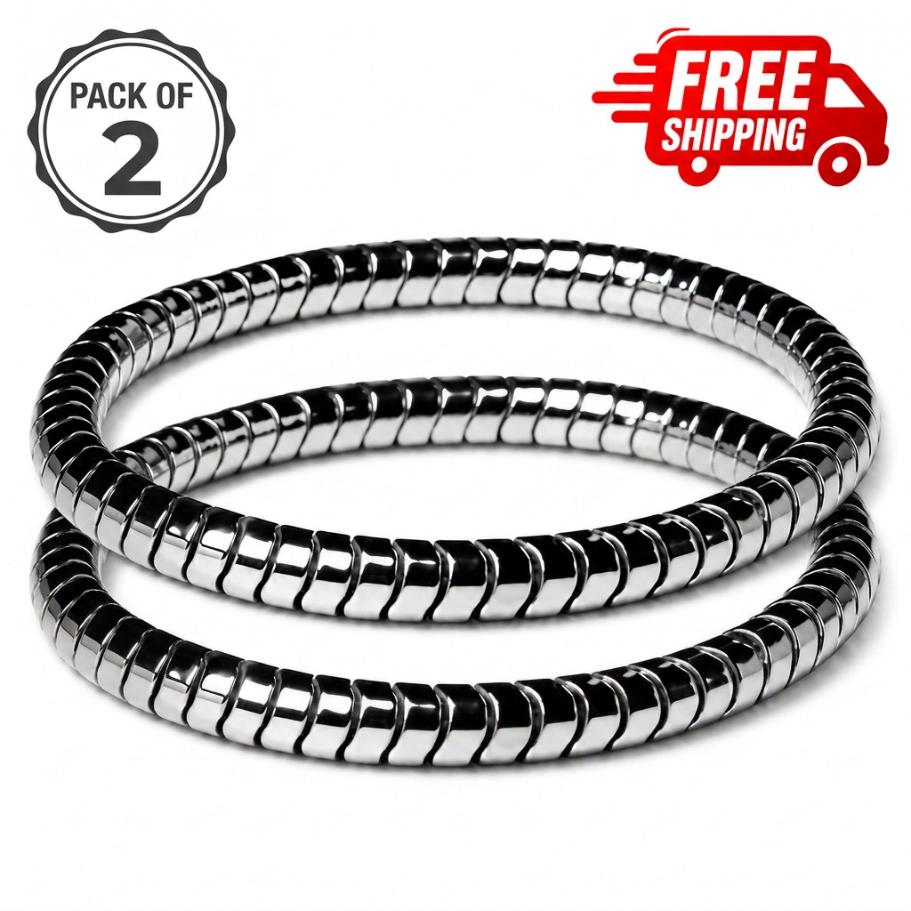 2 PACK Magnetic Therapy Hematite Bracelet 8mm Beads for Men and Women