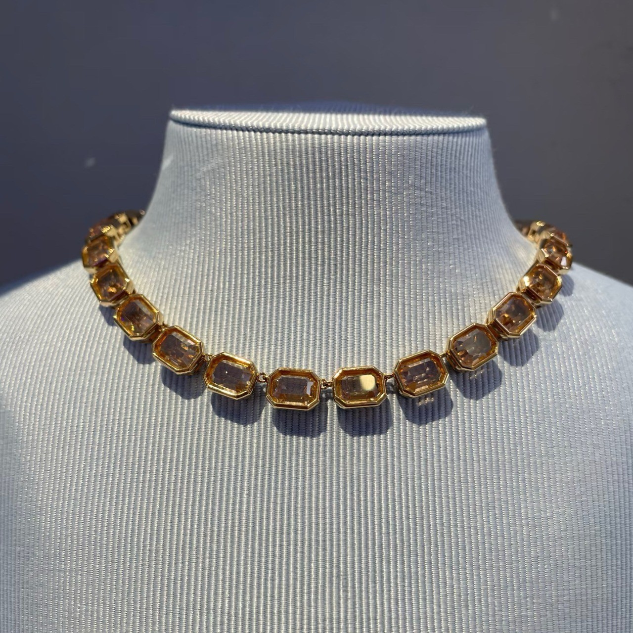 Swarovski Necklace Caramel Brown Octagon Crystal Sugar Cube Clavicle Chain New