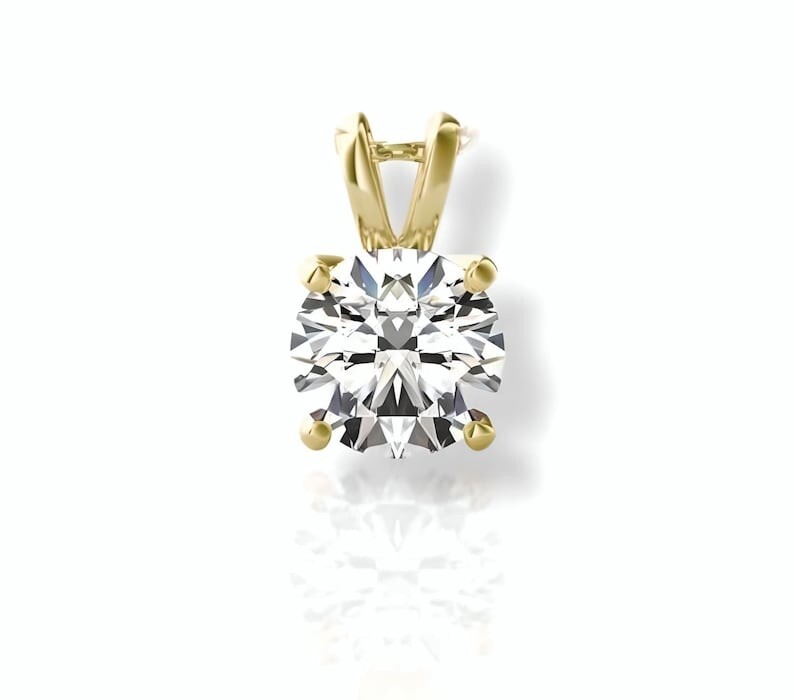 VVS1 Quality White Moissanite Pendant, Eye Clean GRA Certified Moissanite Round