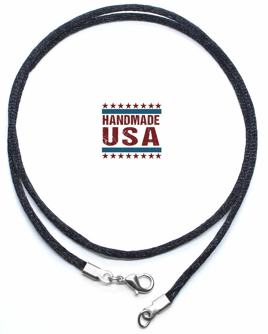 Black Satin Silk Cord Necklace Silver/Gold Clasp 16″ 18″ 20″ 22″ 24″ 26″ 28″ 30″