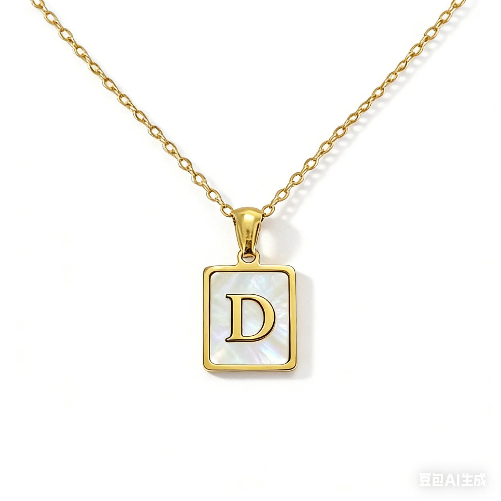 Personalized Initial Necklace A-Z For Women, Gold Square Letter Pendant