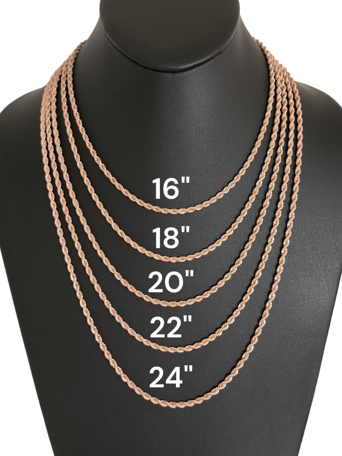 Stainless Steel Gold Plated Rope Chain 3mm Hip Hop Jewelry Unisex, Women, Men