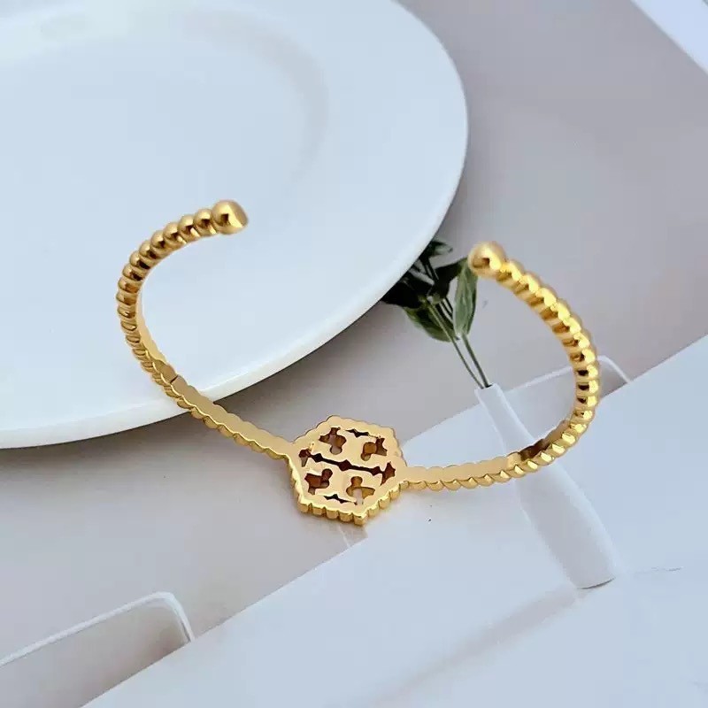 New Burch Gold Cable Bracelet with Jewelry Pouch