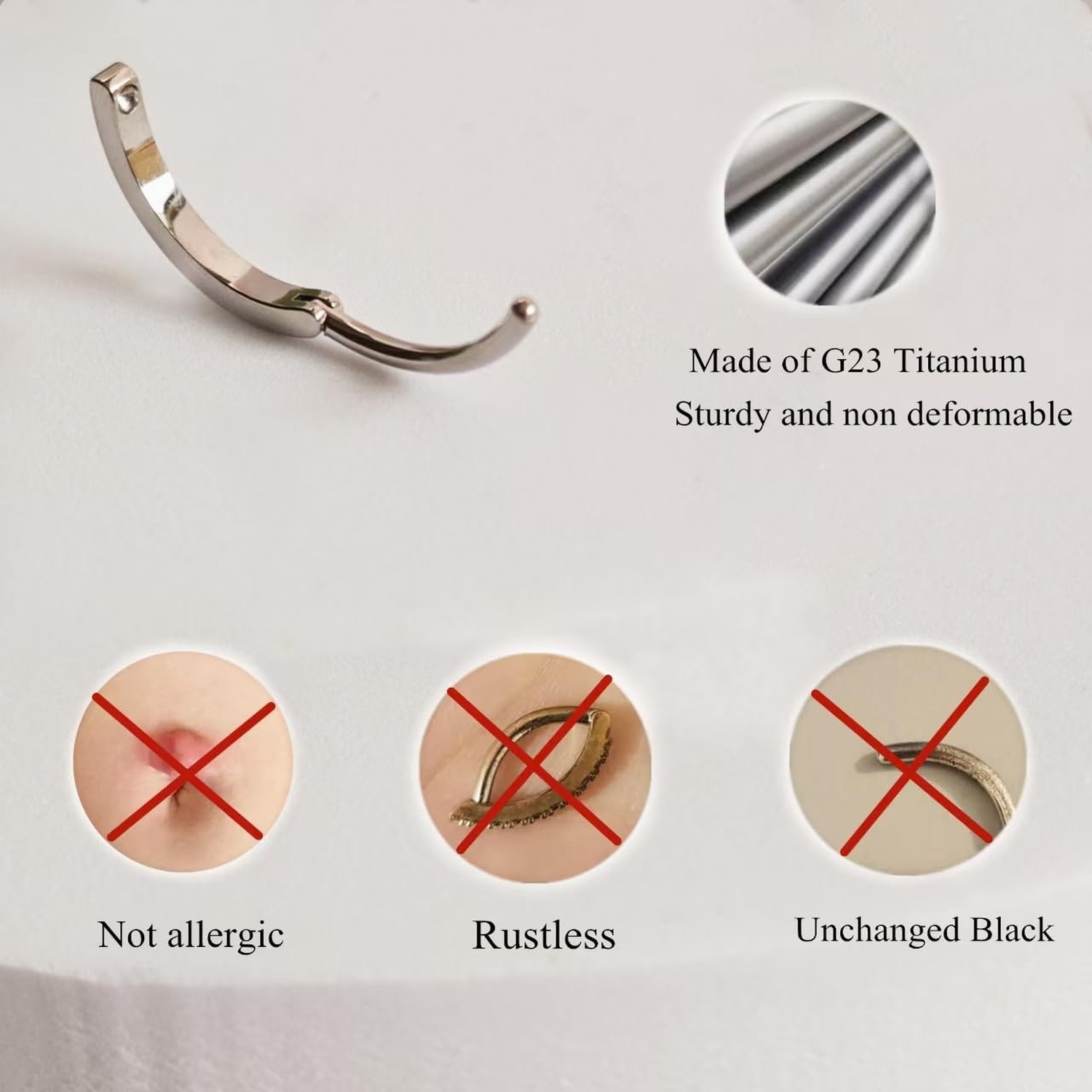 ORANGELOVE G23 Titanium 14G Belly Button Rings for Women Hinged Hoop Clicker …