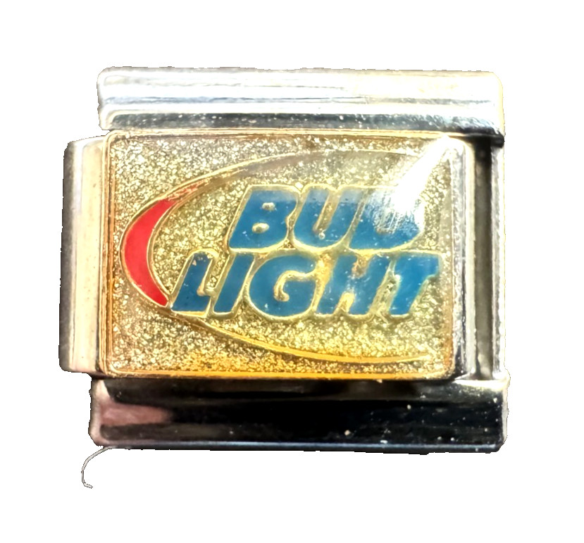 Vintage Budweiser “BUD LIGHT” GLITTER Charm ITALIAN COLLECTION fits 9MM Bracelet