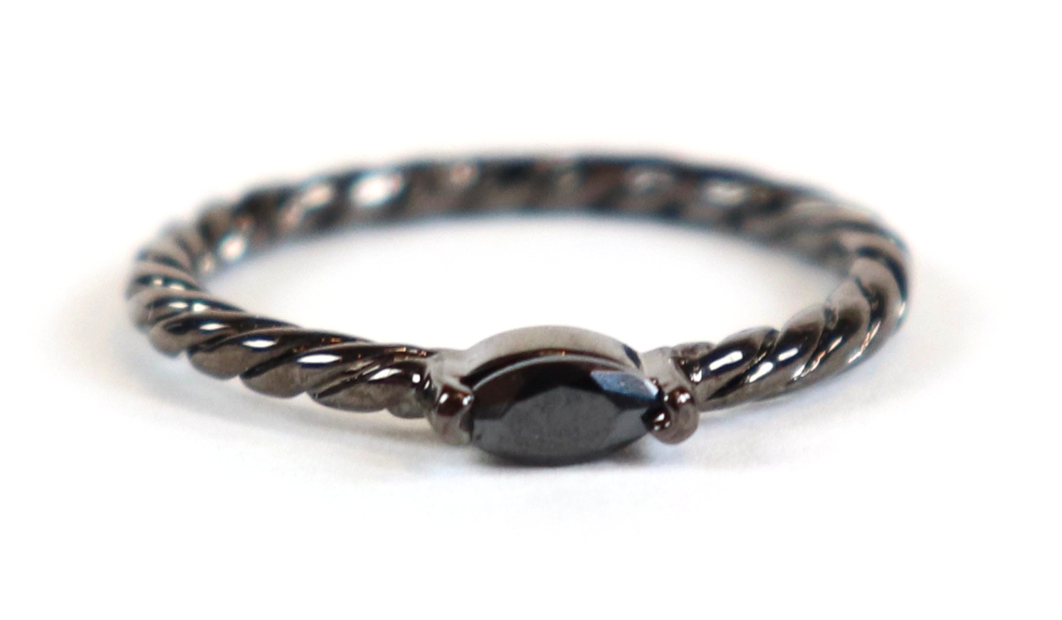 Fab Five 5 Black & Silver Stacking Rings Sz 8.25-7.75 Premier Designs Crystals
