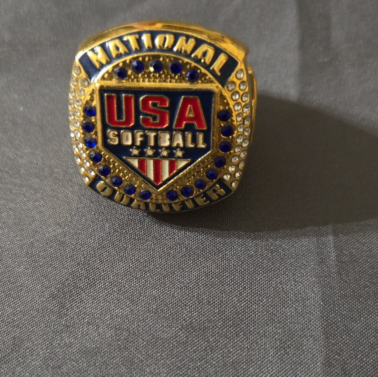 USA Softball National Qualifier Championship Ring Gold Tone Engraved