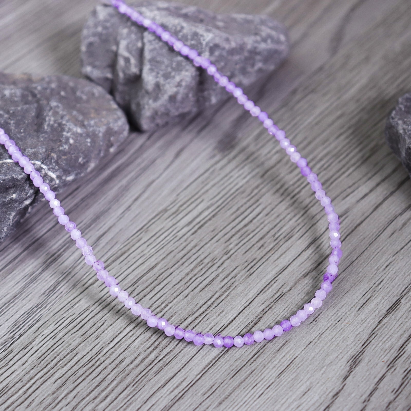 Kunzite Gemstone Beaded Choker Healing Women Purple Dainty Crystal Necklace Gift