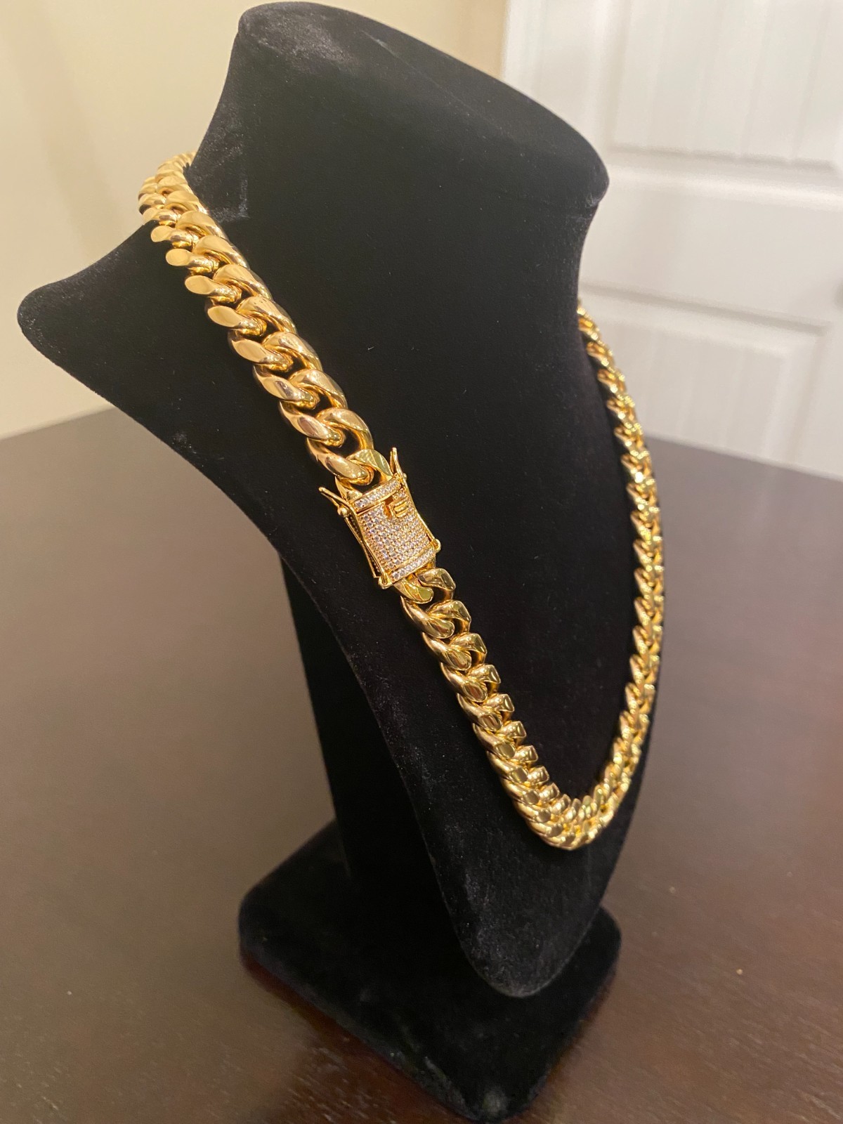 12mm Miami Cuban Link Chain Stainless Steel for Men & Women Yellow Gold 5A CZ