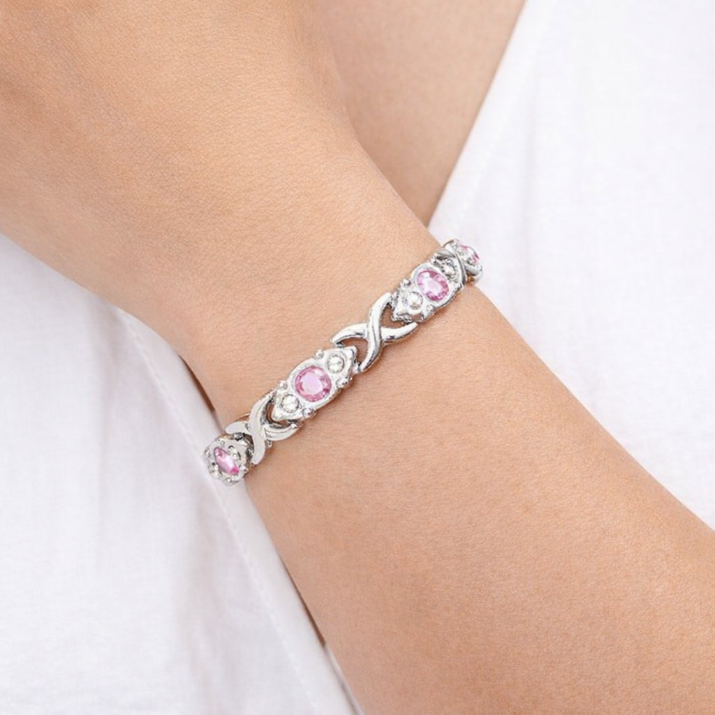 Women’s Dragon Fashion Detachable Cross Magnet Diamond Bracelet Silver