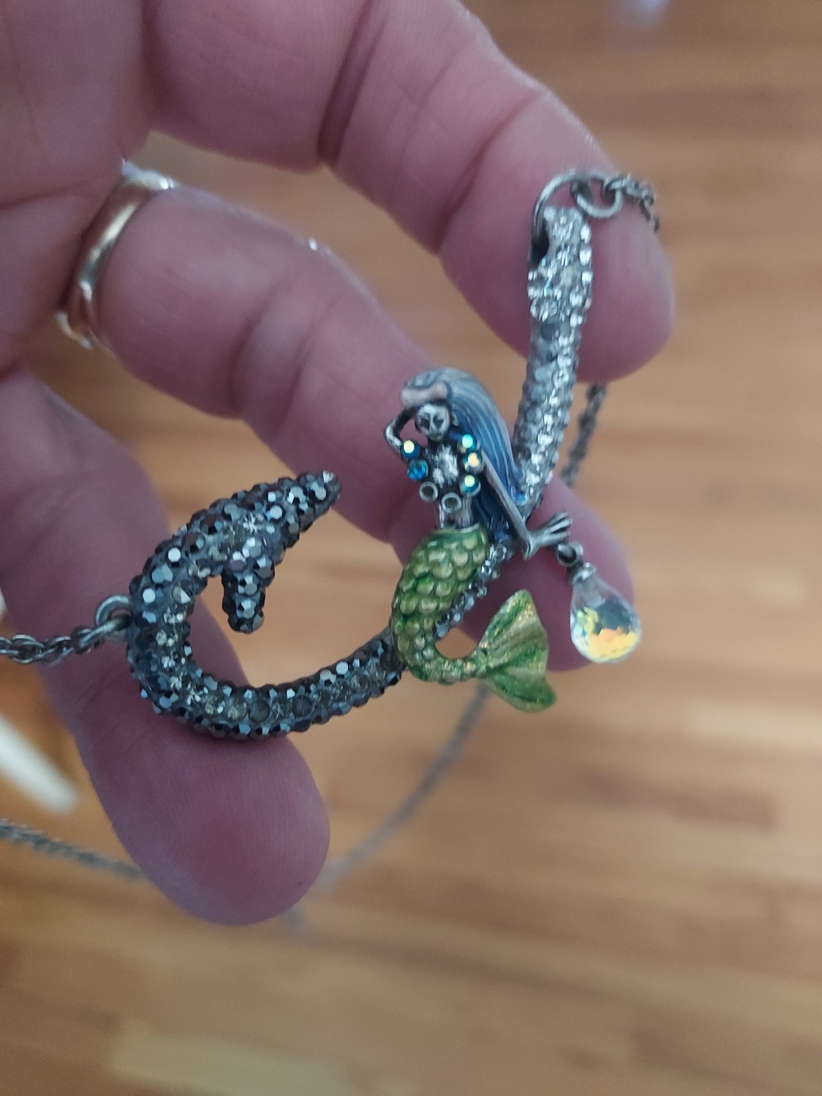 Kirks Folly Mermaid On Hook Necklace 16-20 in