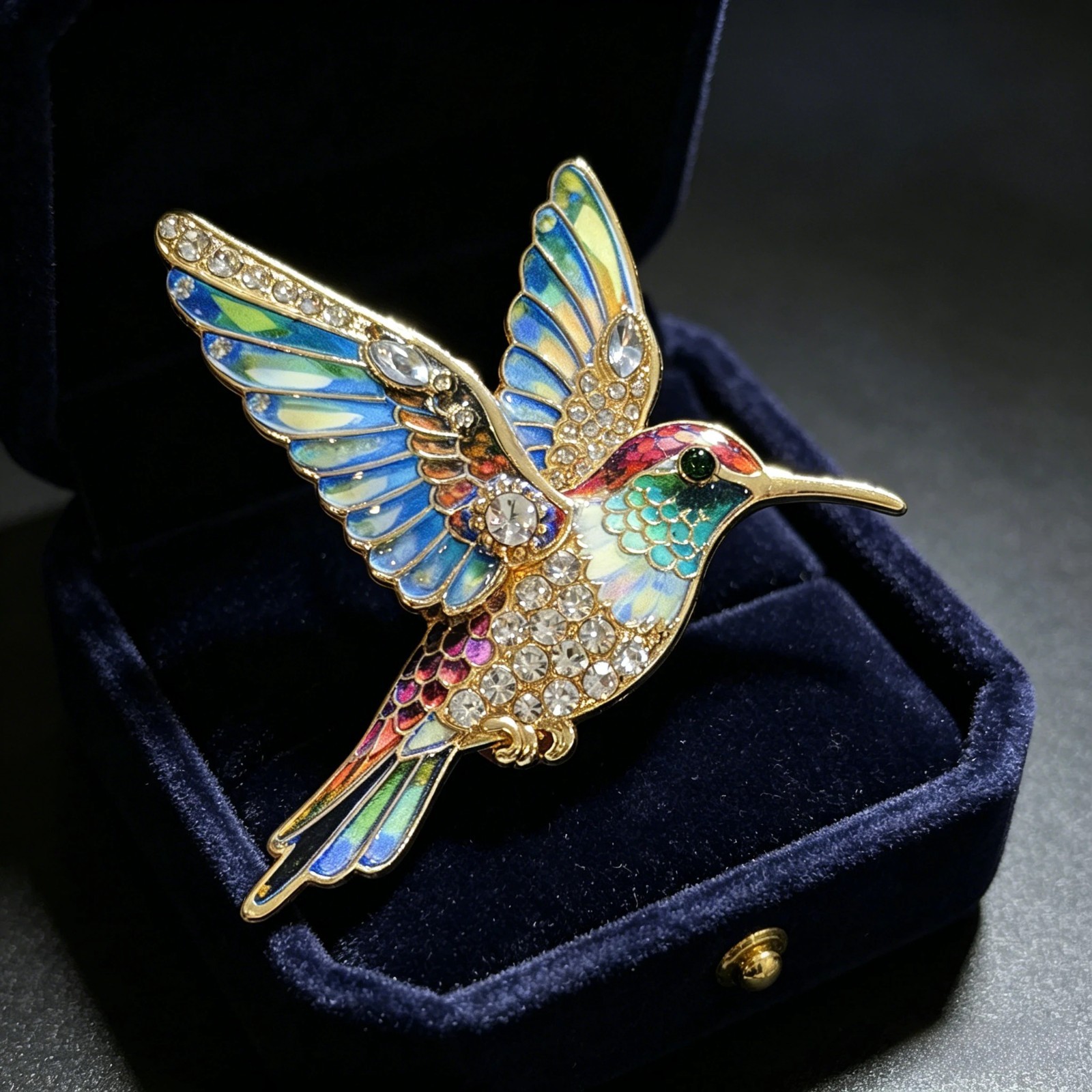 Luxury Rhinestone Hummingbird Brooch Bird Animal Pin Spring Summer Jewelry Gift