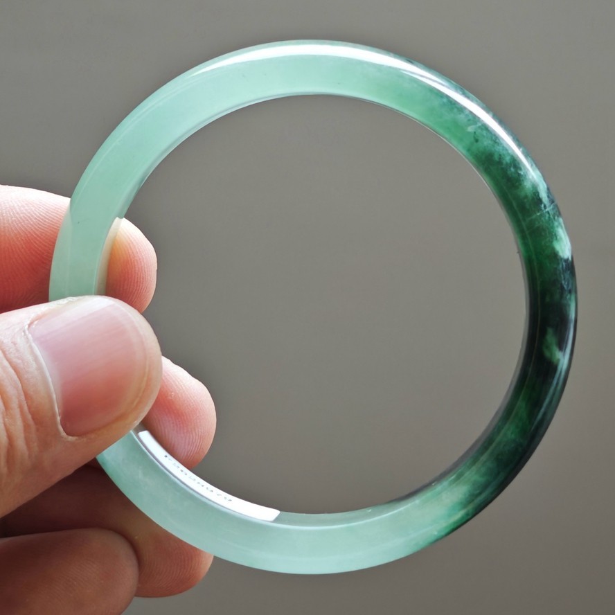 53mm Emerald Green Icy Jadeite Jade Bangle Bracelet Burma Jade Bangle 3826