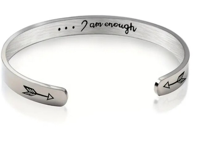 Inspirational Bracelet ~ … I am enough ~ Stainless Steel ~ Silver “C” Bracelet